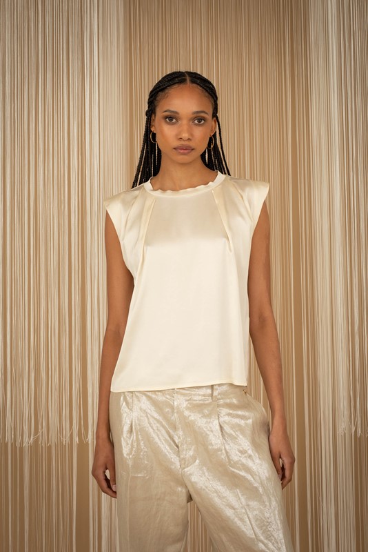 PHILIA LOFT Canotta spalla larga con pinces