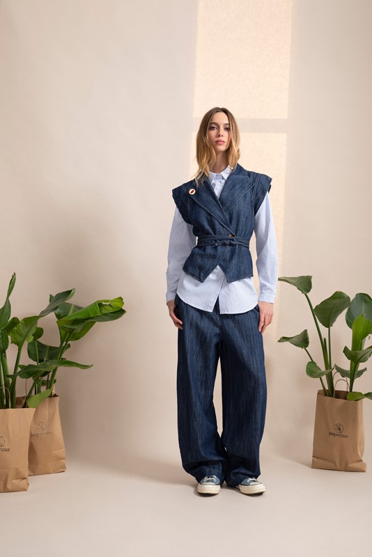 PEPE ROSA Jeans ampio con cintura