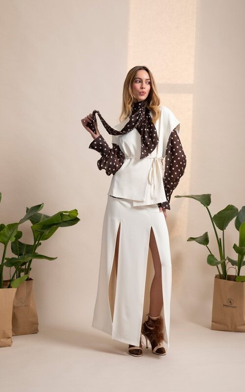 64F9CF65A73B94C9FCA83E8A71F8629E_ PEPE ROSA Camicia a pois scollo a v con fiocco