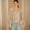 PHILIA LOFT Blusa over a v con ricamo in paillettes