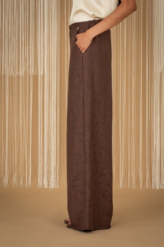 PHILIA LOFT Pantalone ampio jacquard in tinta