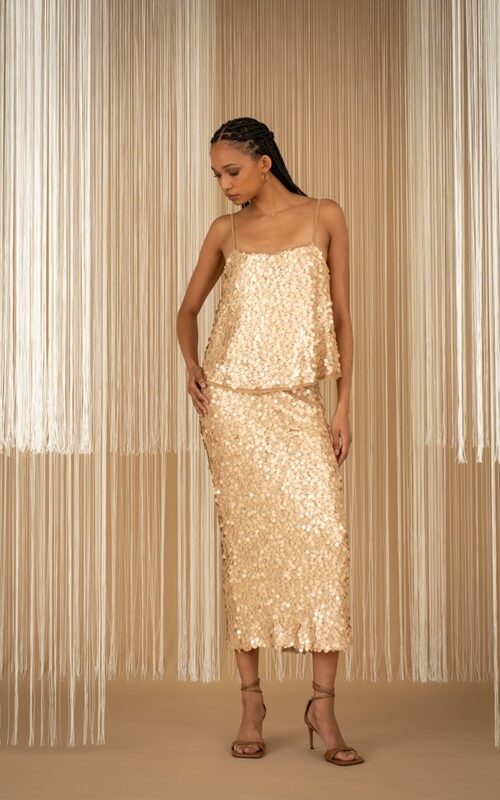 PHILIA LOFT Longuette tubino paillettes