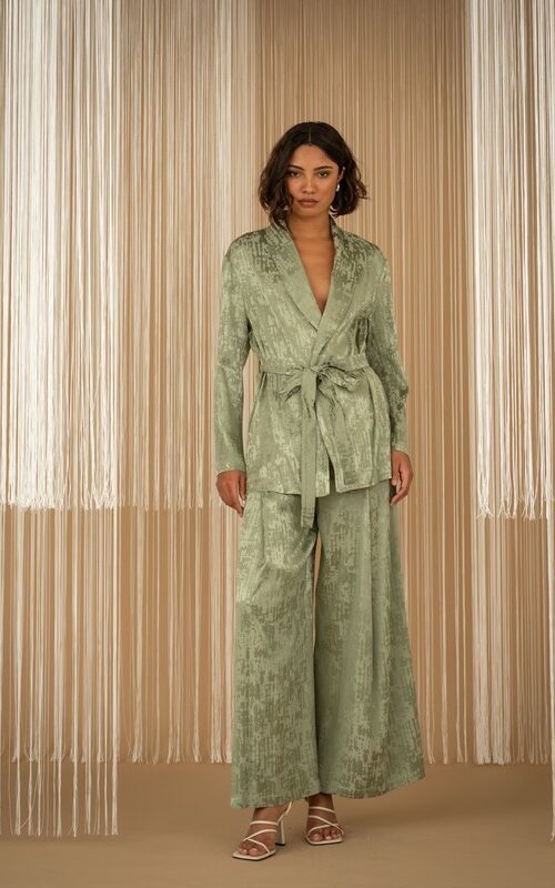 PHILIA LOFT Pantalone morbido con ricamo in tinta piÙ cintura