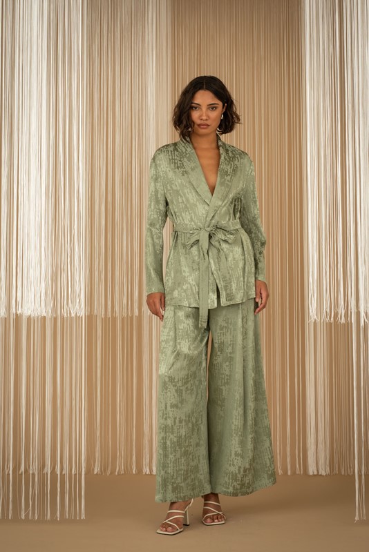 PHILIA LOFT Pantalone morbido con ricamo in tinta piÙ cintura