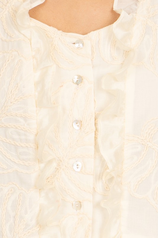 SISTE'S Gilet con rouches ricamo foglia