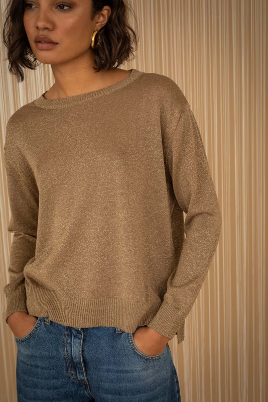 89A1C04BC372C87B3AC9CAE46D9F527A_ PHILIA LOFT Maglia girocollo lurex con spacchetti laterali