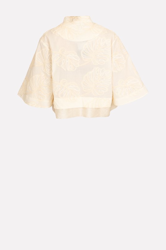 93561D418DC281AE527AEAD66D24A90D_ SISTE'S Giacchina coreana manica 3-4 ricamo foglia