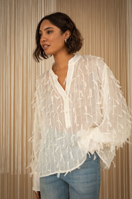 PHILIA LOFT Blusa scollo v coreana con inserti