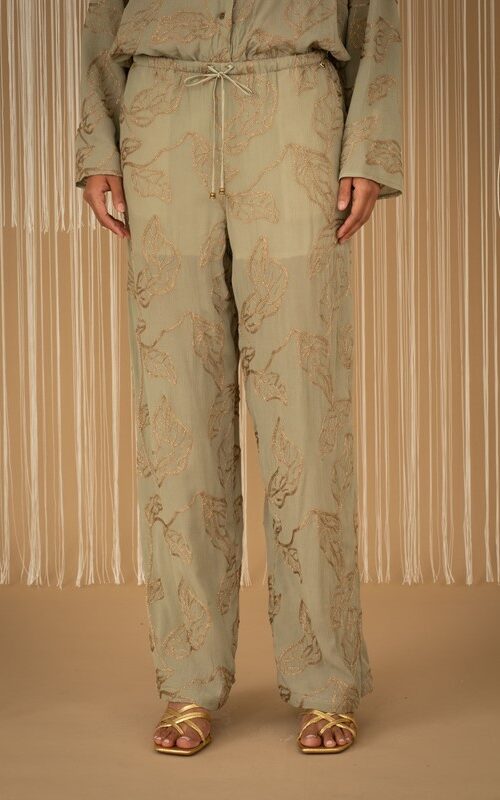 PHILIA LOFT Pantalone gamba dritta con ricamo in trasparenza