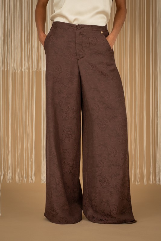 PHILIA LOFT Pantalone ampio jacquard in tinta