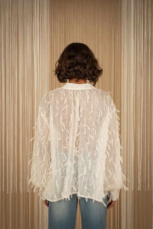 PHILIA LOFT Blusa scollo v coreana con inserti