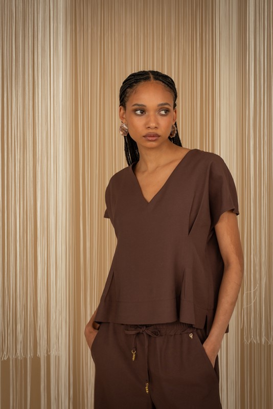 PHILIA LOFT Blusa scollo v con riprese sotto il seno