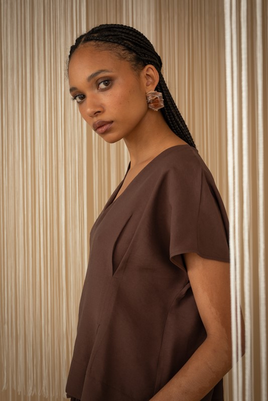 PHILIA LOFT Blusa scollo v con riprese sotto il seno