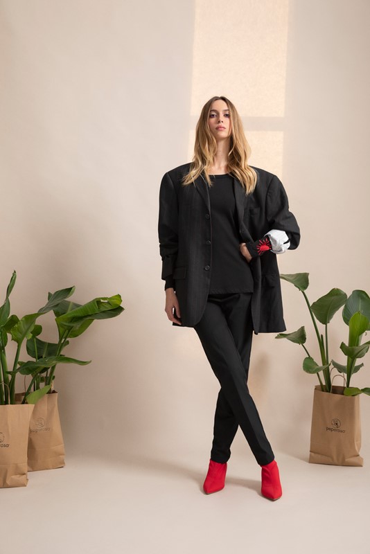 PEPE ROSA Maglia m/l con ricamo cuore sul polso