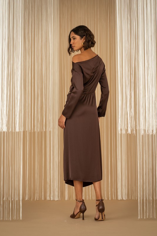 PHILIA LOFT Abito midi manica lunga con scollatura laterale