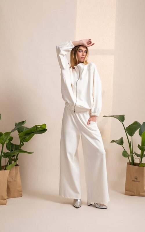 PEPE ROSA Pantalone in felpa a palazzo con tasche davanti