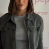PEPE ROSA Giubbino vintage con applicazioni e arricciatura dietro