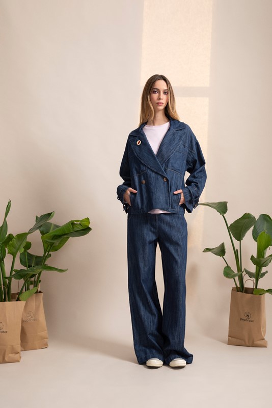 PEPE ROSA Jeans ampio con cintura