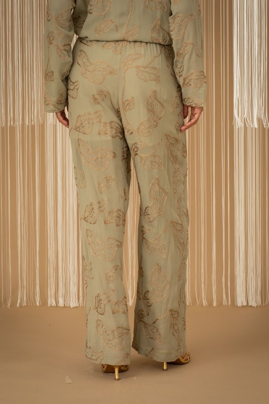 PHILIA LOFT Pantalone gamba dritta con ricamo in trasparenza