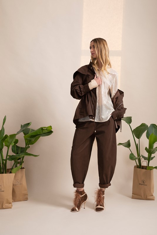 E6A5B8DC21B97FEBF5243F775E500551_ PEPE ROSA Trench corto con arricciatura in vita e cappuccio