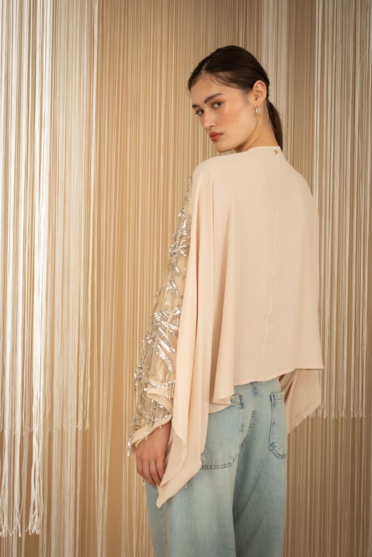PHILIA LOFT Blusa over a v con ricamo in paillettes