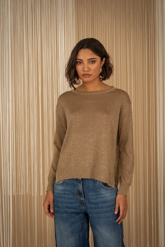 E9660039FA8815956E76045B2C2AC356_ PHILIA LOFT Maglia girocollo lurex con spacchetti laterali