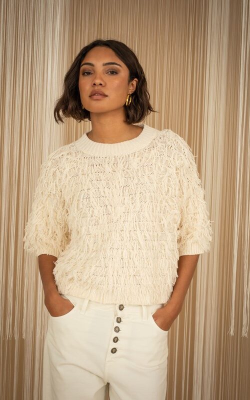 EF33227C7FF5E55EC8F586718ADC4C52_ PHILIA LOFT Maglia girocollo m/m con frange