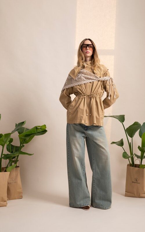 F2A9D3B70C19CB82A815247A08F898AF_ PEPE ROSA Trench corto con arricciatura in vita e cappuccio