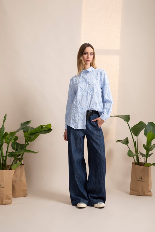 PEPE ROSA Jeans ampio con cintura