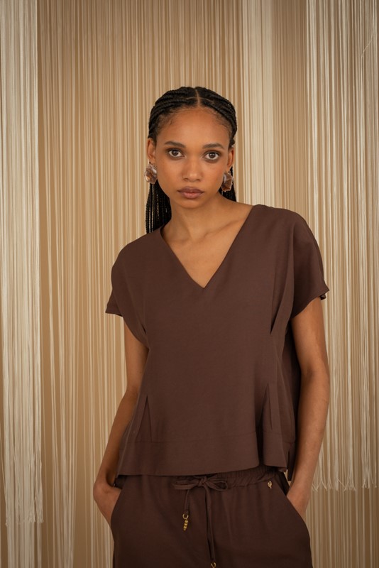 PHILIA LOFT Blusa scollo v con riprese sotto il seno