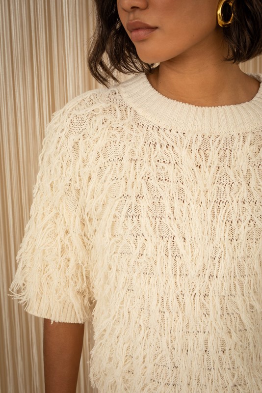 FF25A42C1D0E5082C152CB30C9EB4172_ PHILIA LOFT Maglia girocollo m/m con frange