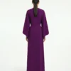 ALMA SANCHEZ Abito lungo con manica kimono e scollo profondo