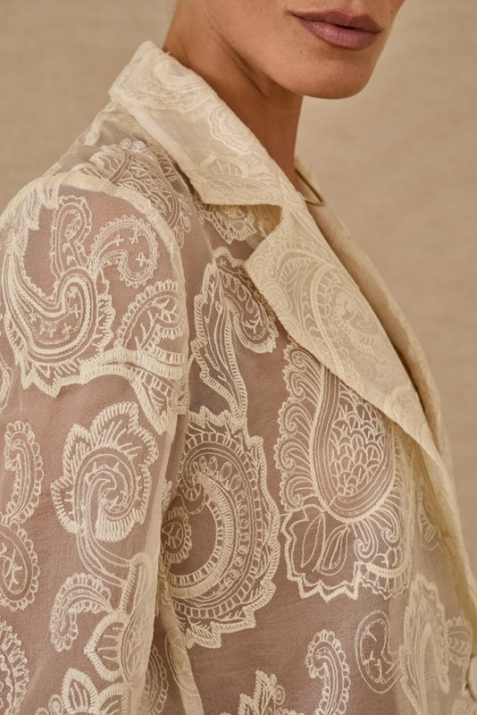 SOUVENIR Giacca monopetto ricamo in trasparenza