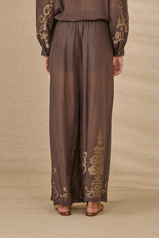 SOUVENIR Pantalone ampio semitrasparente con ricamo sul fondo