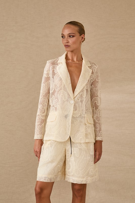 SOUVENIR Giacca monopetto ricamo in trasparenza