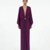 ALMA SANCHEZ Abito lungo con manica kimono e scollo profondo