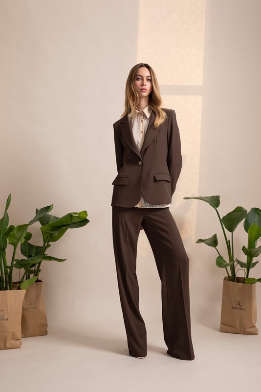 PEPE ROSA Pantalone morbido dritto con elastico dietro