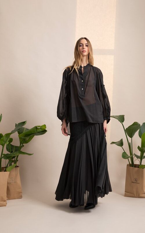 PEPE ROSA Camicia doppia lunghezza fiocchetti sulle maniche