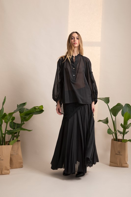 PEPE ROSA Camicia doppia lunghezza fiocchetti sulle maniche