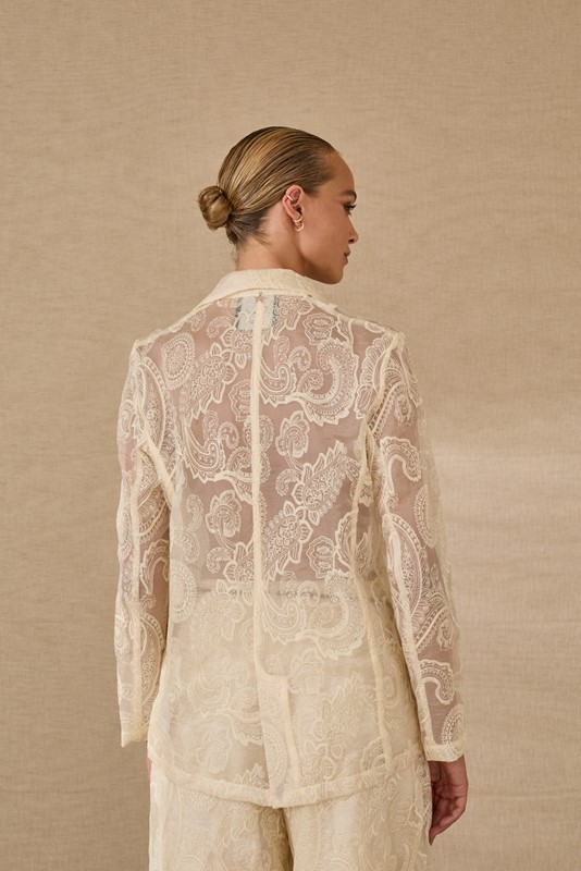 SOUVENIR Giacca monopetto ricamo in trasparenza