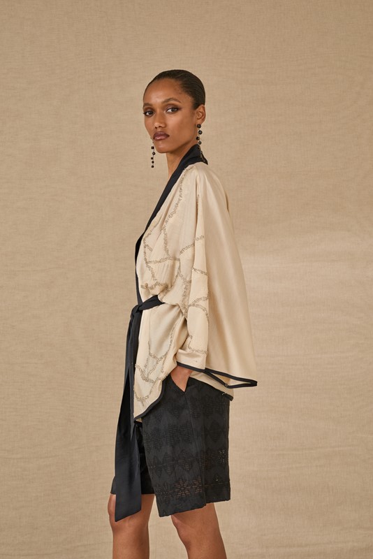 SOUVENIR Kimono con perline e cintura