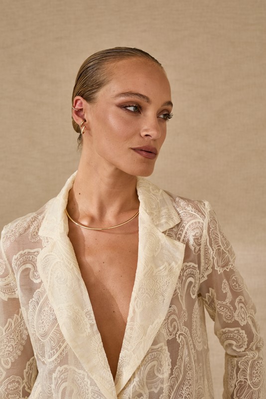 SOUVENIR Giacca monopetto ricamo in trasparenza