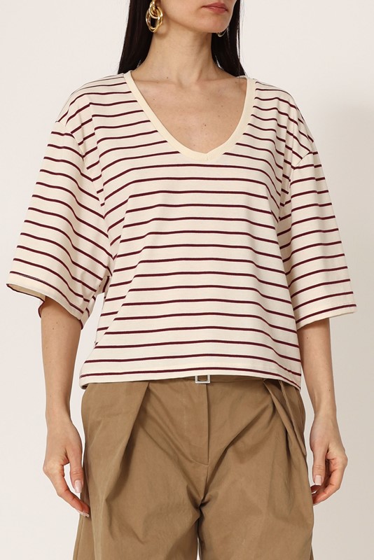 PHILIA LOFT T-shirt scollo v a righe over
