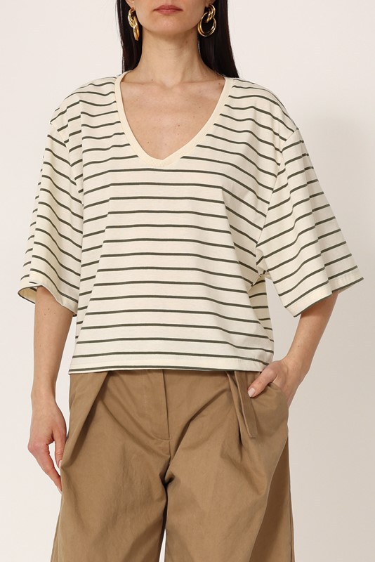 PHILIA LOFT T-shirt scollo v a righe over