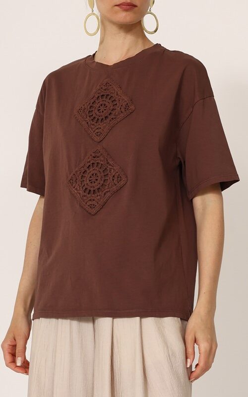 PHILIA LOFT T-shirt girocollo con inserto ricamo