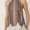 PHILIA LOFT Top scollo americana in fantasia con inserti in pizzo