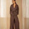 PHILIA LOFT Pantalone ampio jacquard in tinta