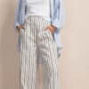 C4ACF5FE4F05F34BD56B20BC50437FE3_ PEPE ROSA Pantalone ampio gessato con elastico in vita