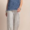 F233E7DDA4FF4D75D58A53ECCF499354_ PEPE ROSA Pantalone ampio gessato con elastico in vita