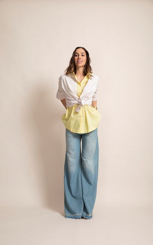 PEPE ROSA Jeans ampio fondo sfrangiato